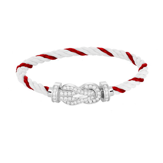 [Crown  Jewelry]CHANCE LARGE 8 FIGURE BUCKLE FULL DIAMOND BRACELET SILVER