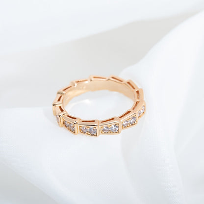 [Crown  Jewelry]SERPENTI RING PINK GOLD DIAMOND PAVED 3MM