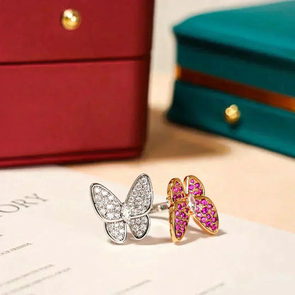 [Crown  Jewelry]TWIN BUTTERFLY DIAMOND RING