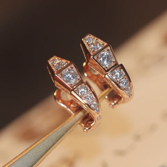 [Crown  Jewelry]SERPENT PINK GOLD DIAMOND EARRINGS