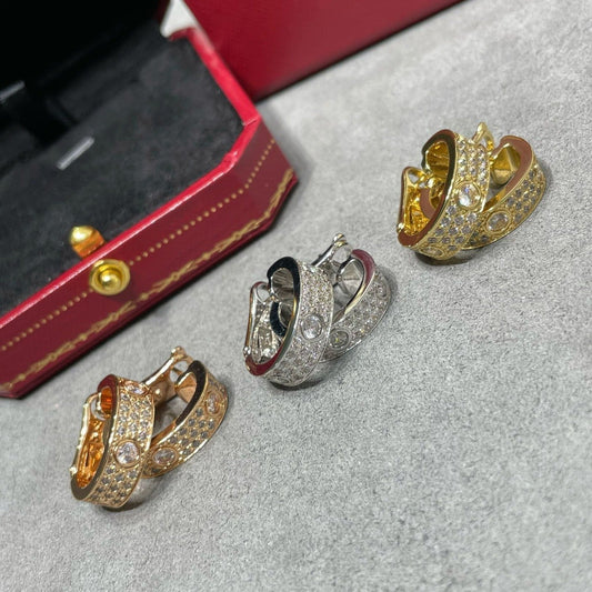 [Crown  Jewelry]LOVE 5.5MM DIAMOND PAVED EARRINGS