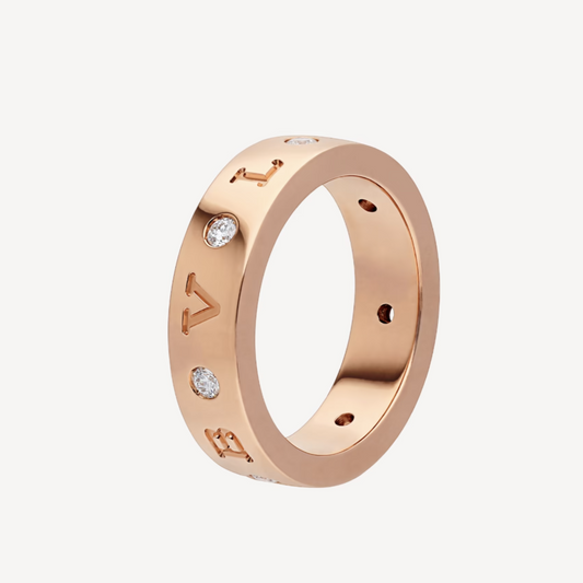 [Crown  Jewelry]ZERO 1 ESSENTIAL PINK GOLD BAND WITH DIAMONDS RING