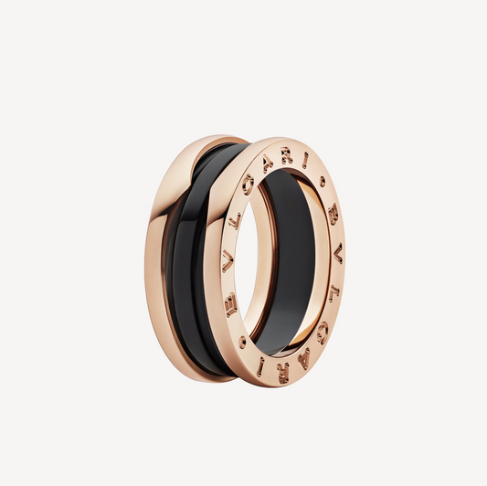 [Crown  Jewelry]ZERO 1 TWO-BAND LOOPS AND BLACK CERAMIC PINK GOLD RING