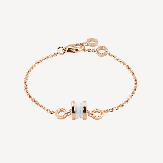 [Crown  Jewelry]ZERO 1 SOFT PINK GOLD AND WHITE CERAMIC BRACELET
