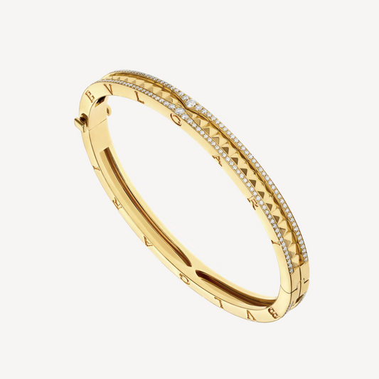 [Crown  Jewelry]ZERO 1 SPIRAL AND PAVED DIAMOND GOLD BRACELET