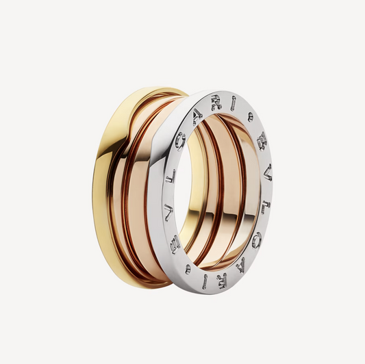 [Crown  Jewelry]ZERO 1 THREE-BAND ROSE WHITE AND YELLOW RING