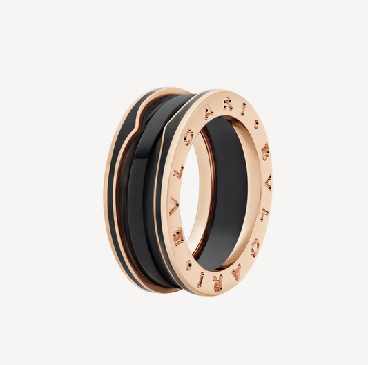 [Crown  Jewelry]ZERO 1 TWO-BAND WITH MATTE BLACK CERAMIC PINK GOLD RING