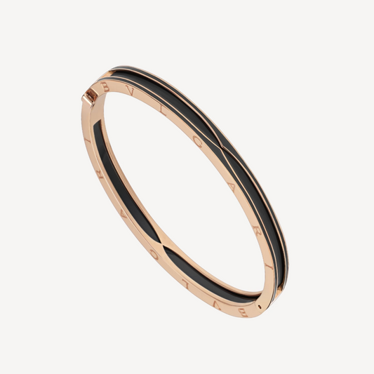 [Crown  Jewelry]ZERO 1 PINK GOLD WITH MATTE BLACK CERAMIC BRACELET