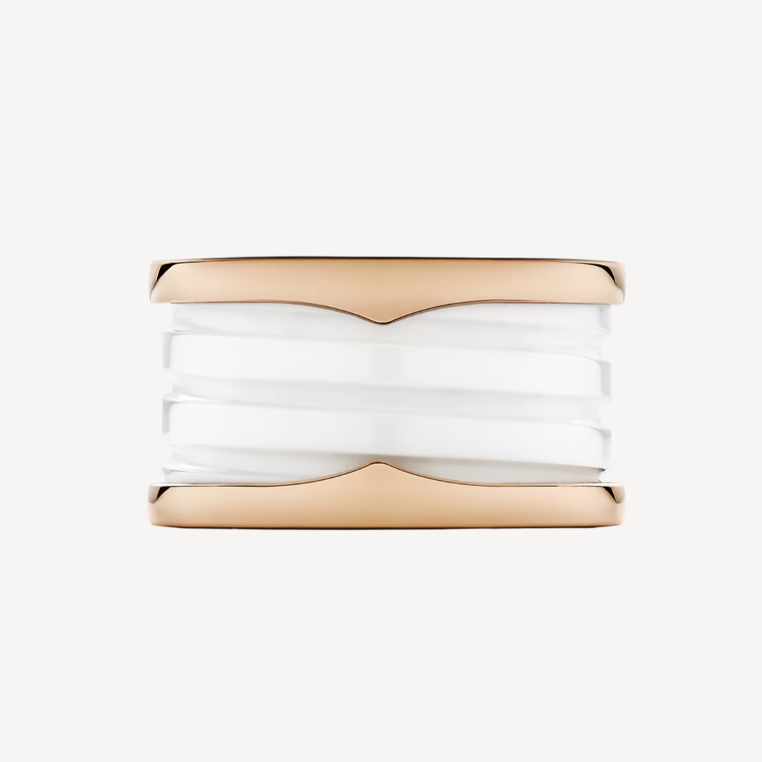 [Crown  Jewelry]ZERO 1 FOUR-BAND LOOPS AND WHITE CERAMIC SPIRAL PINK GOLD RING