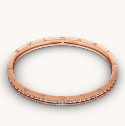 [Crown  Jewelry]ZERO 1 SPIRAL AND PAVED DIAMOND PINK GOLD BRACELET
