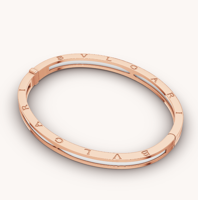 [Crown  Jewelry]ZERO 1 PINK GOLD WITH WHITE CERAMIC BRACELET