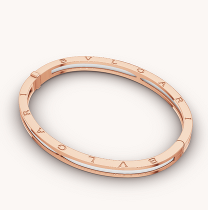 [Crown  Jewelry]ZERO 1 PINK GOLD WITH WHITE CERAMIC BRACELET