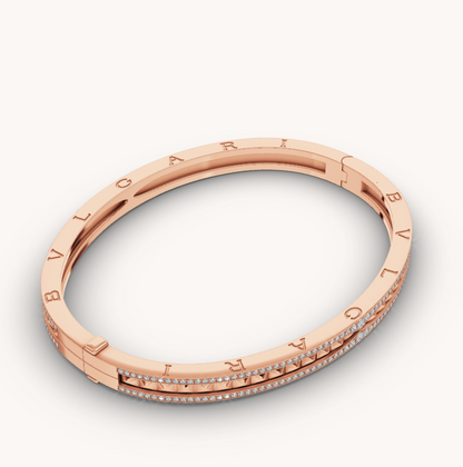 [Crown  Jewelry]ZERO 1 SPIRAL AND PAVED DIAMOND PINK GOLD BRACELET