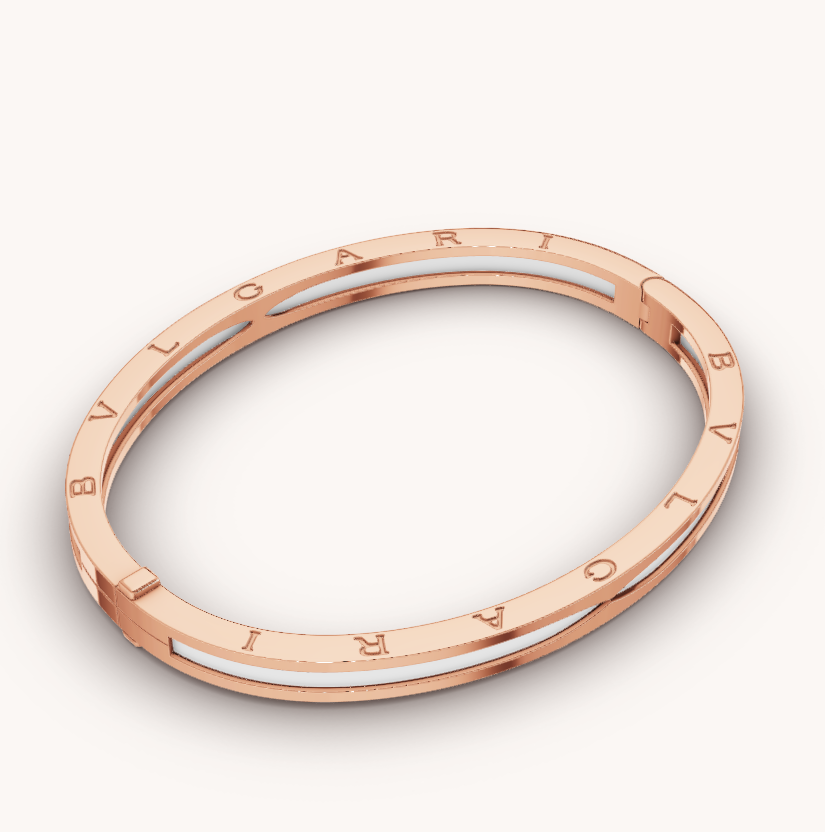 [Crown  Jewelry]ZERO 1 PINK GOLD WITH WHITE CERAMIC BRACELET