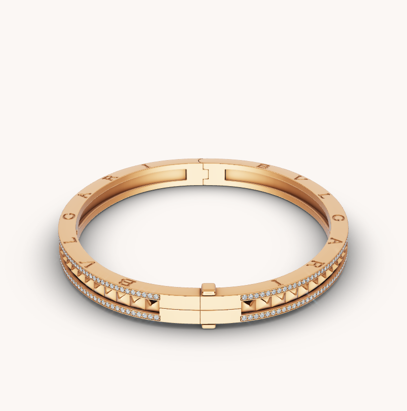 [Crown  Jewelry]ZERO 1 SPIRAL AND PAVED DIAMOND GOLD BRACELET