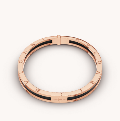[Crown  Jewelry]ZERO 1 PINK GOLD WITH BLACK CERAMIC BRACELET