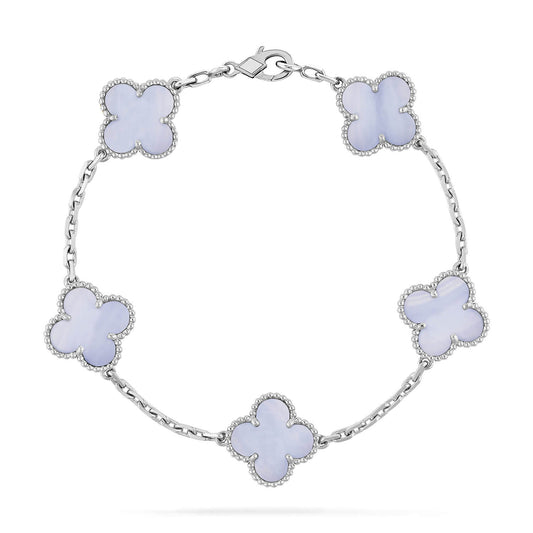 [Crown  Jewelry]CLOVER  5 MOTIF PURPLE CHALCEDONY BRACELET SILVER