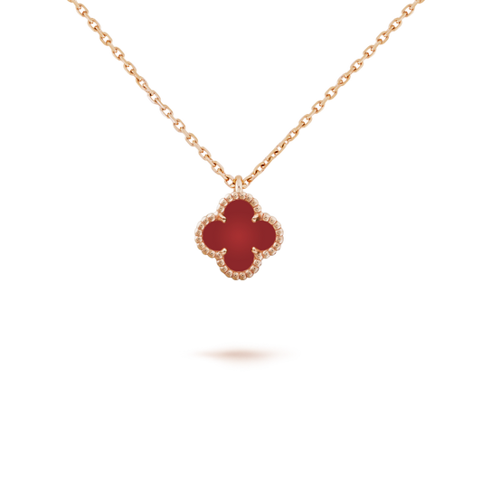 [Crown  Jewelry]CLOVER MINI 9.5MM WHITE CARNELIANS NECKLACE