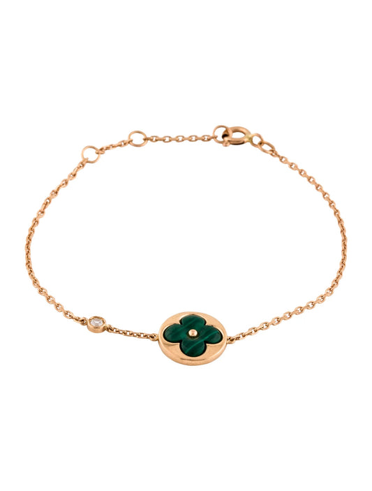 [Crown  Jewelry]SUN MALACHITE 1 DIAMOND PINK GOLD BRACELET