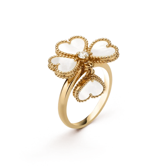 [Crown  Jewelry]SWEET CLOVER WHITE MOP RING