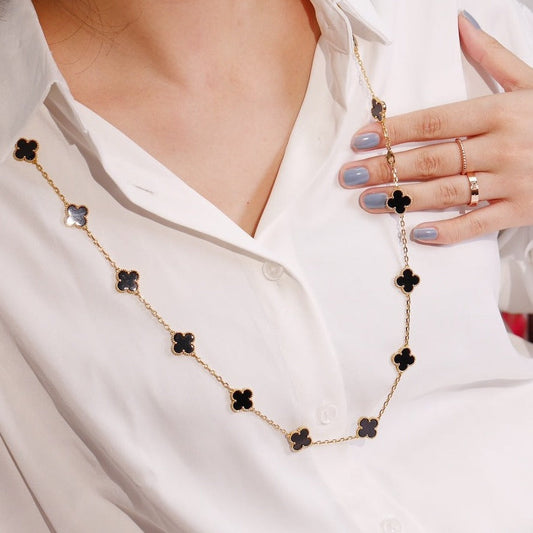 [Crown  Jewelry]CLOVER 20 MOTIFS ONYX ROSE GOLD