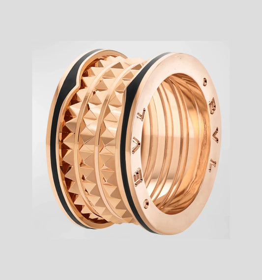 [Crown  Jewelry]ZERO 1 ROCK BLACK CERAMIC PINK GOLD LARGE MODEL