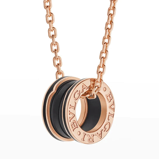 [Crown  Jewelry]ZERO 1 BLACK CERAMIC PINK GOLD NECKLACE