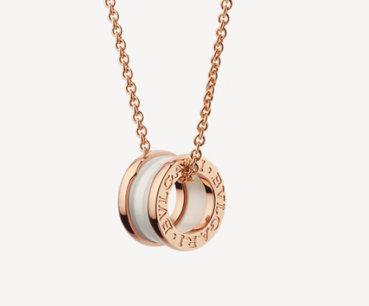 [Crown  Jewelry]ZERO 1 WHITE CERAMIC PINK GOLD NECKLACE